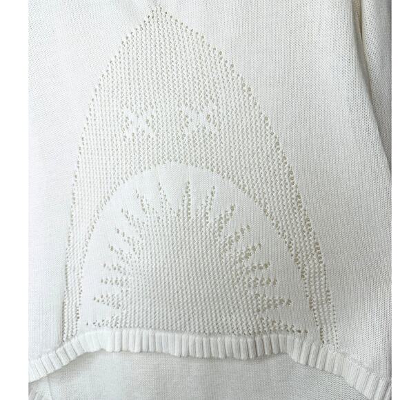 Billabong White Boat Neck High Low Shark Knit Pattern Sweater M - Picture 7 of 16